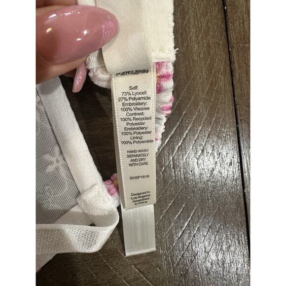 For Love & Lemons Blooms Bustier White Pink Floral Embroidered Lace Size 36D - Picture 13 of 16